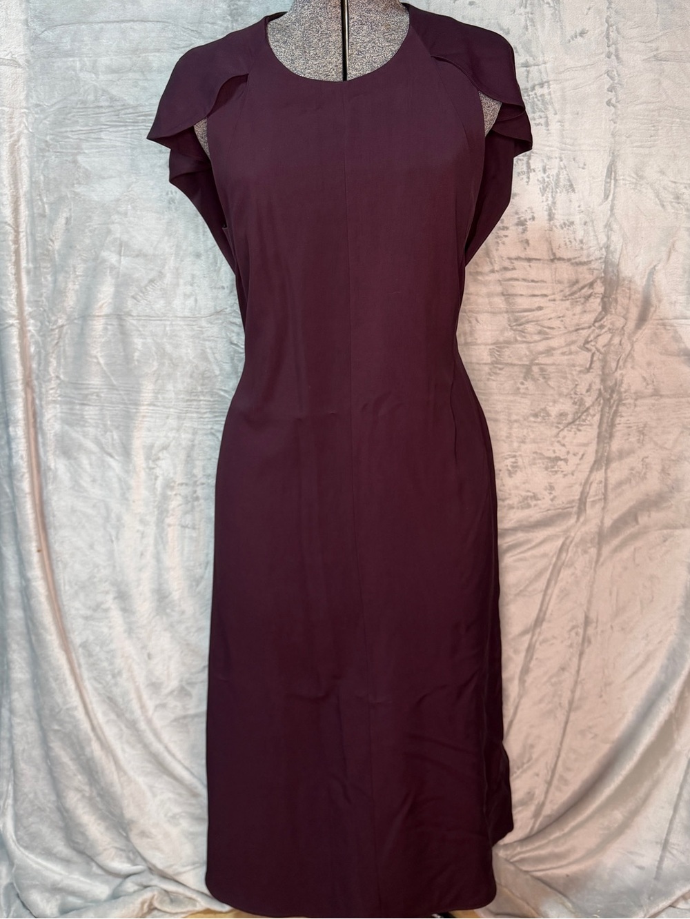 COS Plum Midi Dress with Ruffled Cap Sleeves